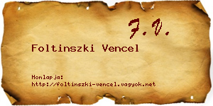 Foltinszki Vencel névjegykártya